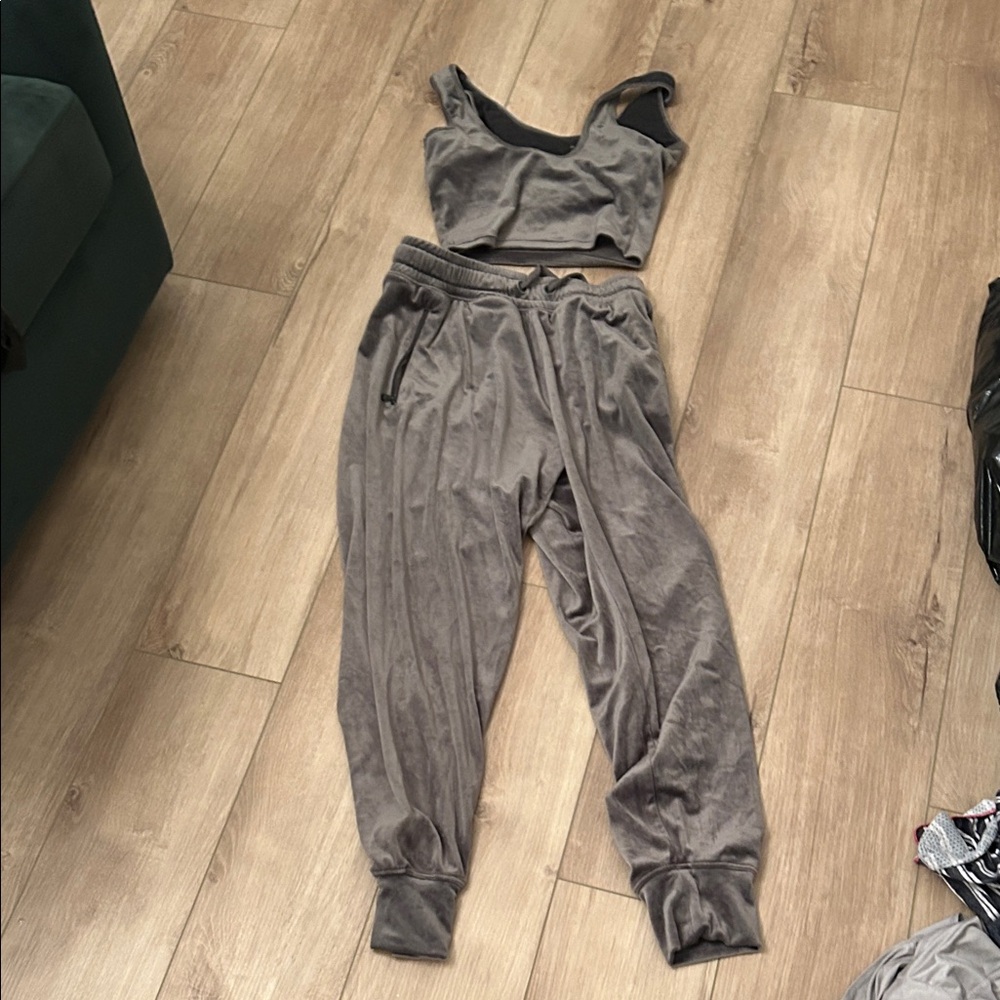 Women's Gray Velour Jumpsuit